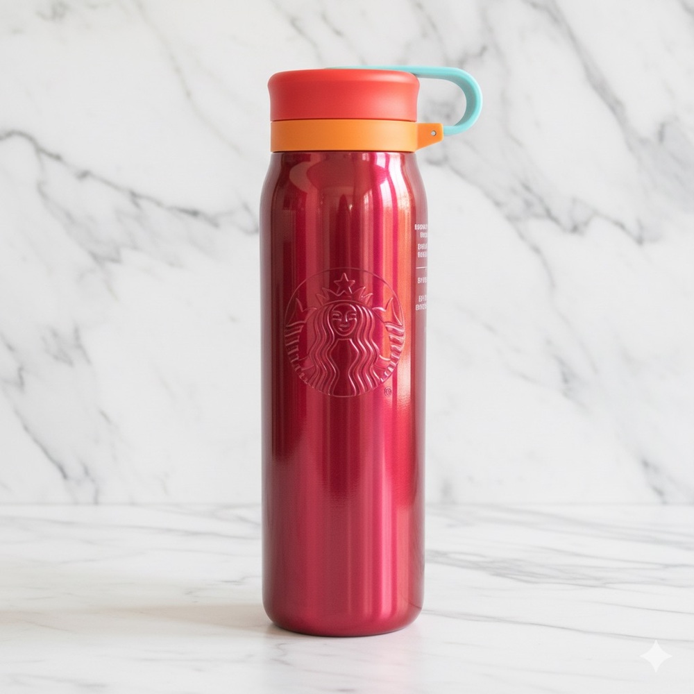 NWT Starbucks 2025 Metallic Pink Orange  Vacuum Insulated Water Bottle Summer
